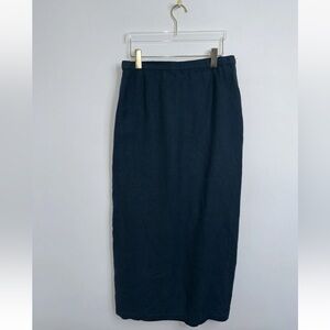 Eileen Fisher Womens Sz L Teal Green 100% Linen Skirt Midi Lagenlook Minimalism